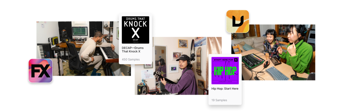 images of people using splice software and cover art