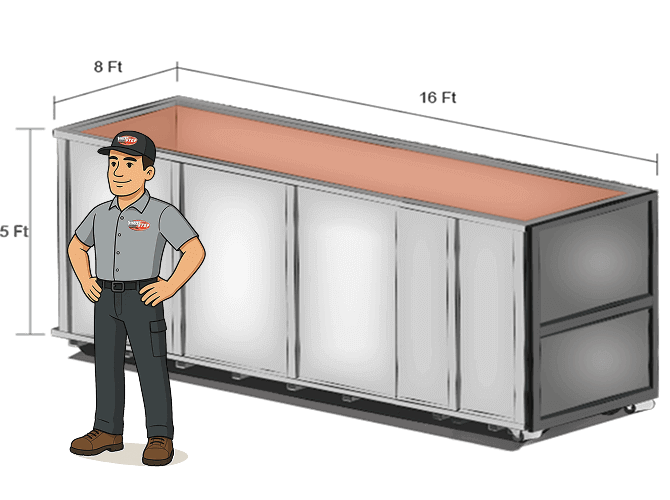 Illustration of 20 cubic yard bin