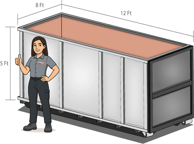 Illustration of 16 cubic yard bin