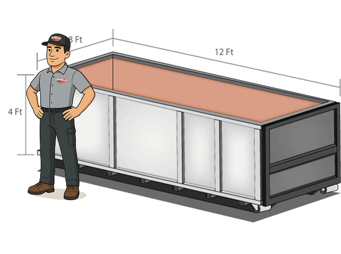 Illustration of 12 cubic yard bin