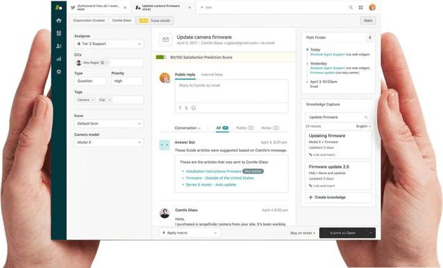 Hands Holding a Support Product Screenshot