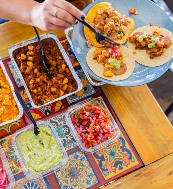 preparing tacos