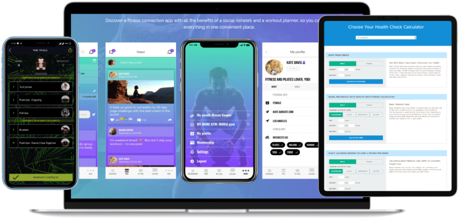 fitness application development on mobile, tablet and PC