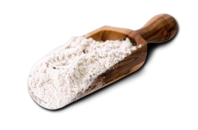white powder on wooden spoon