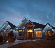 Light blue led lights on house