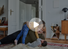 a mom playing with her kids