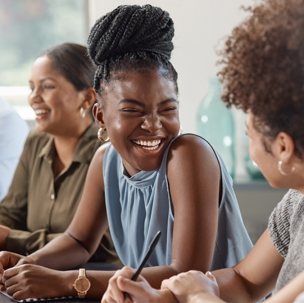 woman smiling and laughing with friends