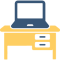 Icon Schreibtisch mit Laptop