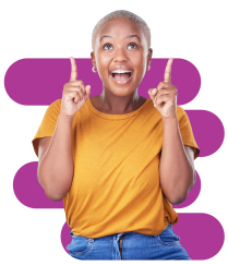 Woman pointing up
