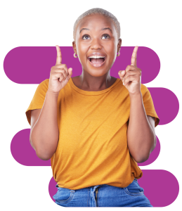 Woman pointing up