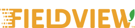 FieldView logo in bold yellow lettering. On the ‘W’ a small green leaf sprouts from the letter