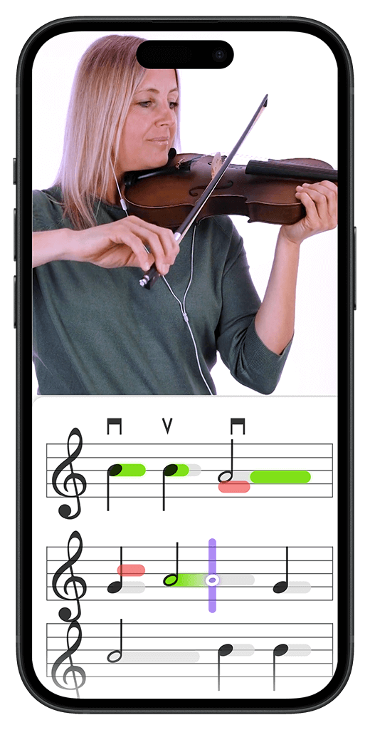 Violinist playing with tonestro app