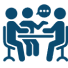 Circular icon representing a simple closing process.