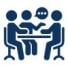 Circular icon representing a simple closing process.
