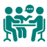 Circular icon representing a simple closing process.