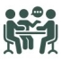 Circular icon representing a simple closing process.
