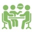 Circular icon representing a simple closing process.