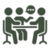 Circular icon representing a simple closing process.