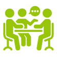 Circular icon representing a simple closing process.
