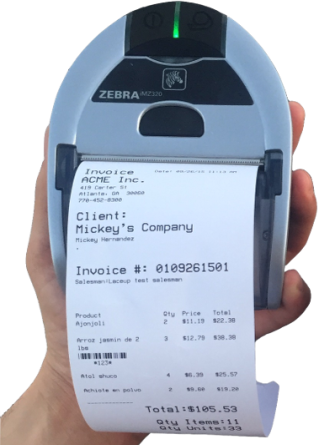 zebra printer for mobile invoicing app