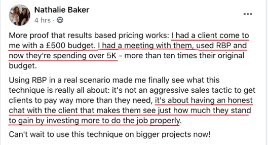 Student Feedback on Jackson Kingley's Value-Based Pricing Approach.