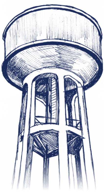 drawing of a water tower