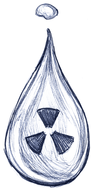 a drawing of a drop of water with a toxic symbol on it