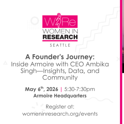 Women in Research present: A Founders Journey: Inside Armoire with CEO Ambika Singh. May 6, 2026 from 5:30 to 7:30 p.m. at Armoire.