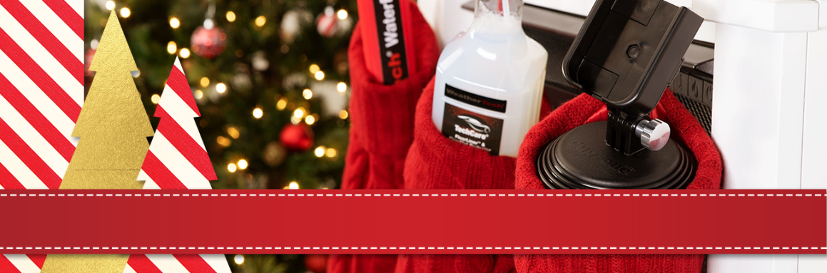 WeatherTech Products hung in stockings.