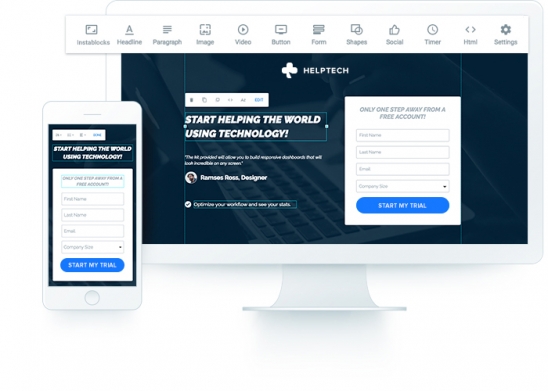 Landing page builder for your martech stack