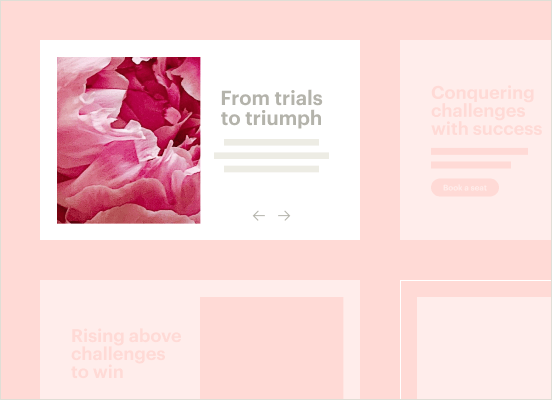 Instapage mock-up showing multiple landing page variations with visuals and text