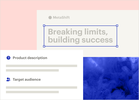 Instapage mock-up with product description and target audience insights