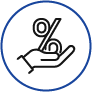 Hand holding a percentage icon