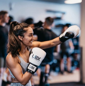 Boxing workout with trainer 