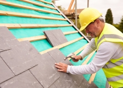 Photo of slate roof installation