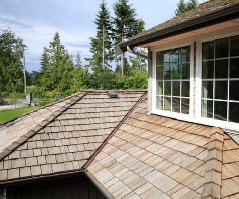 Photo of a cedar shingle roof
