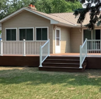 House with new deck and railing