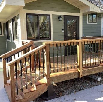 New deck for front door of home