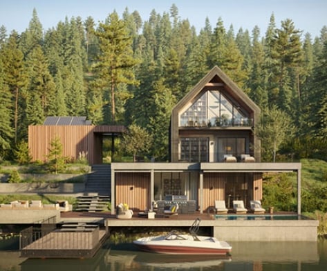 luxury boat house image