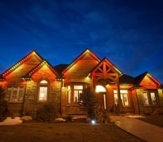 Red and yellow led lights on house