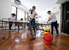 Professionals cleaning a facility 