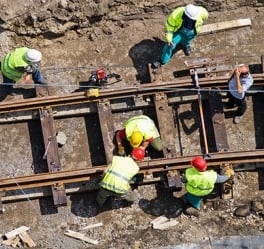 Railroad workers working on the track