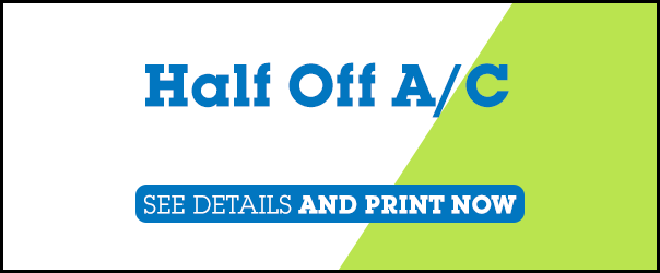 half off a/c coupon