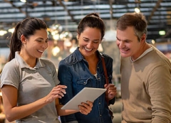 Two people shopping for furniture
