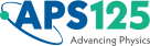 Blue APS logo with green text reading "125" to righthand side. Grey text below reads "Advancing Physics"