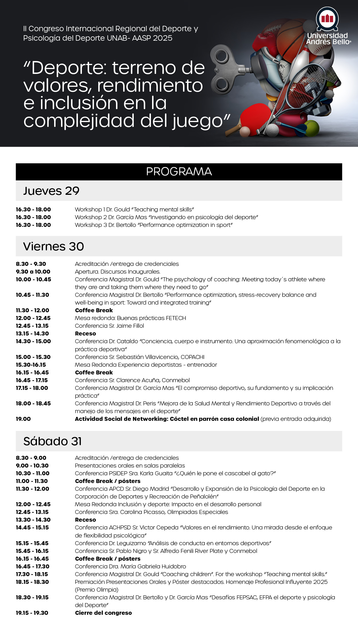 Cronograma del II Congreso Internacional Regional del Deporte