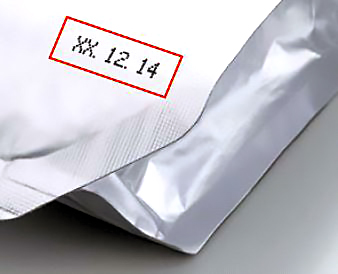 Aluminum pouch packaging with date and expire date printing