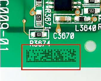 Electronic PCB part with code printing