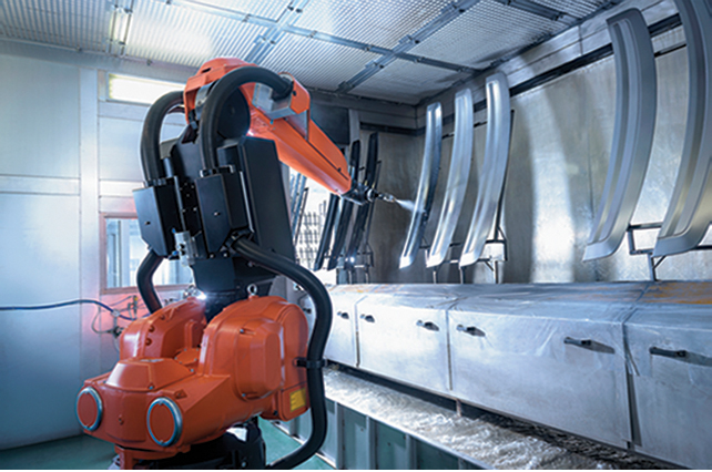 Keyence flow meter measure color spray in automotive factory
