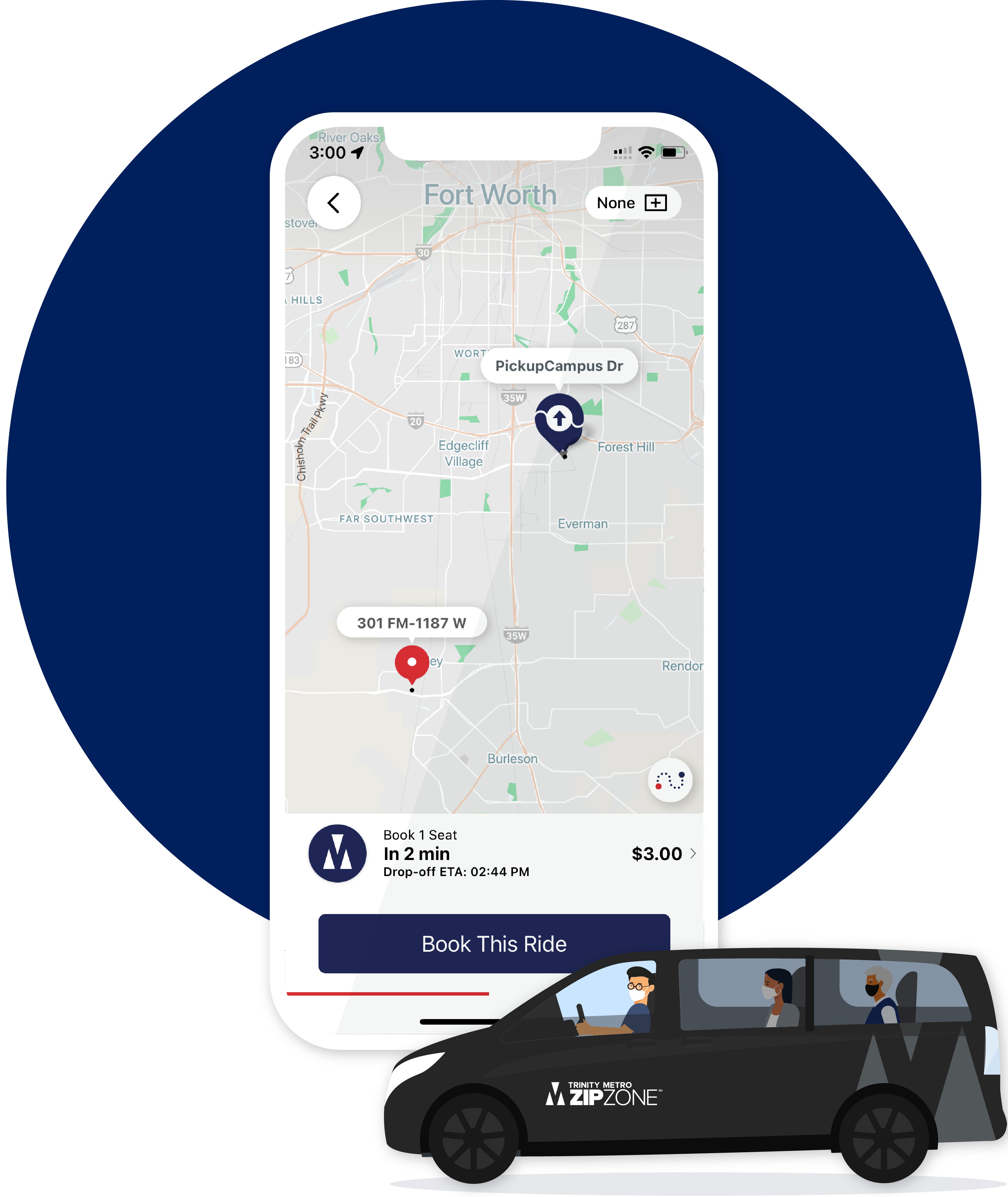 Ride in comfort, on-demand anywhere in the Fort Worth Area. Ditch expensive trips to the gas pump and leave the driving to us.